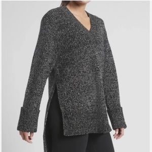 Athleta Shasta V-Neck Sweater Black Marl #632081 Sz S
